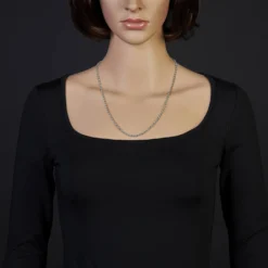 3,5mm Kette Collier Erbskette Halskette, 750 Gold Weißgold 55cm Unisex