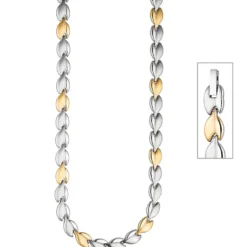 8,4mm Kette Collier Halskette aus Edelstahl teilmattiert Gold-Silber-Farbe 45cm