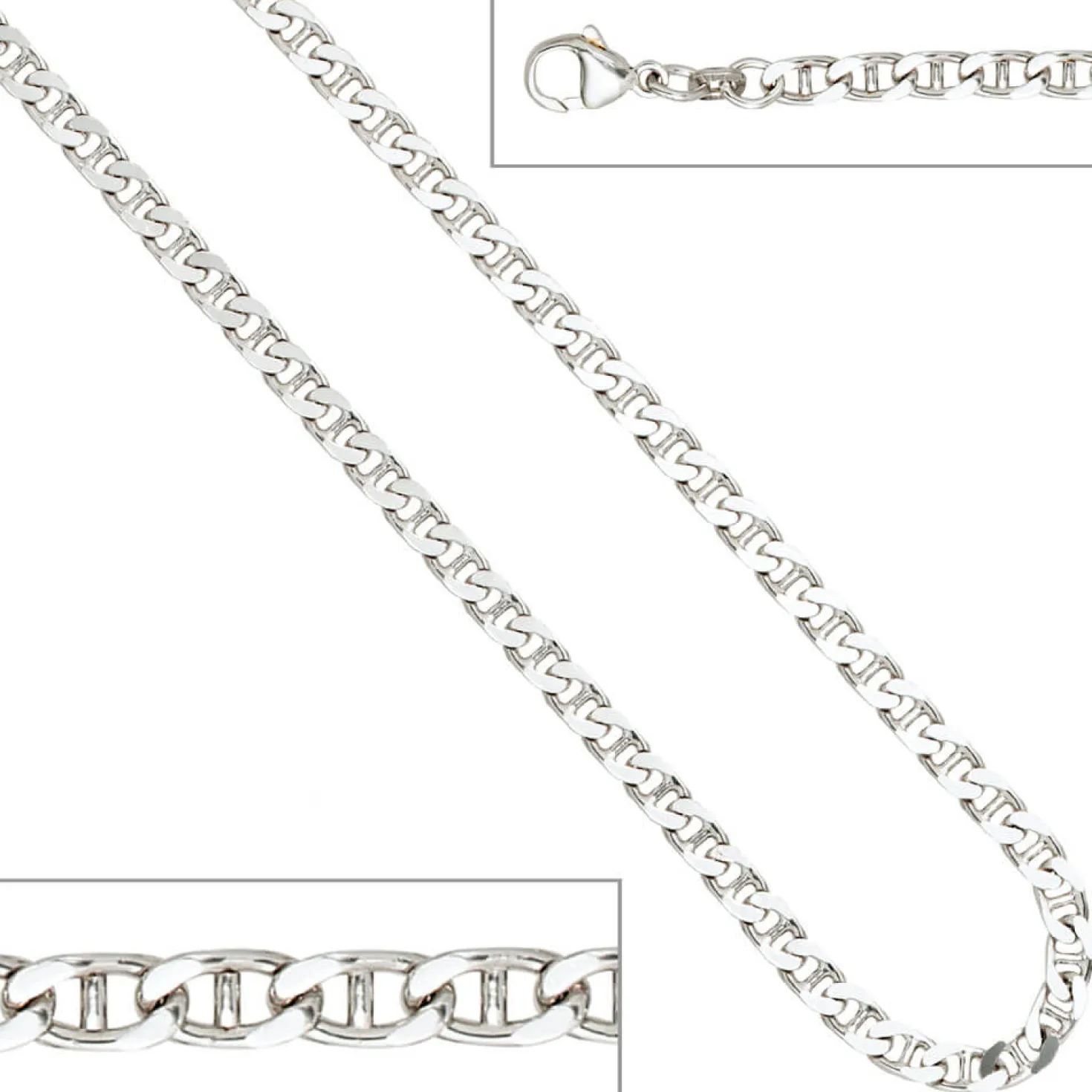 4,4mm Kette Collier Halskette Halsschmuck 925 Silber rhodiniert 60cm