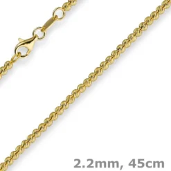 2,2mm Kette Collier Kügelchenkette Kugelkette, 585 Gold Gelbgold, 45cm