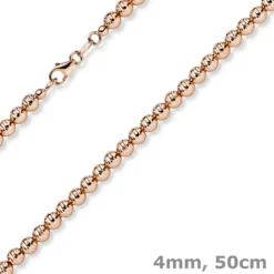 4mm Kette Collier Kugelkette diamantiert aus 585 Gold Rotgold 50cm