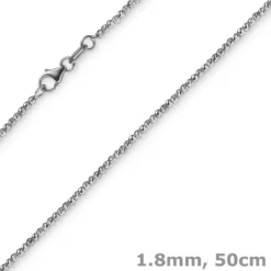 1,8mm Kette Collier Kugelkette diamantiert aus 750 Gold Weißgold 50cm