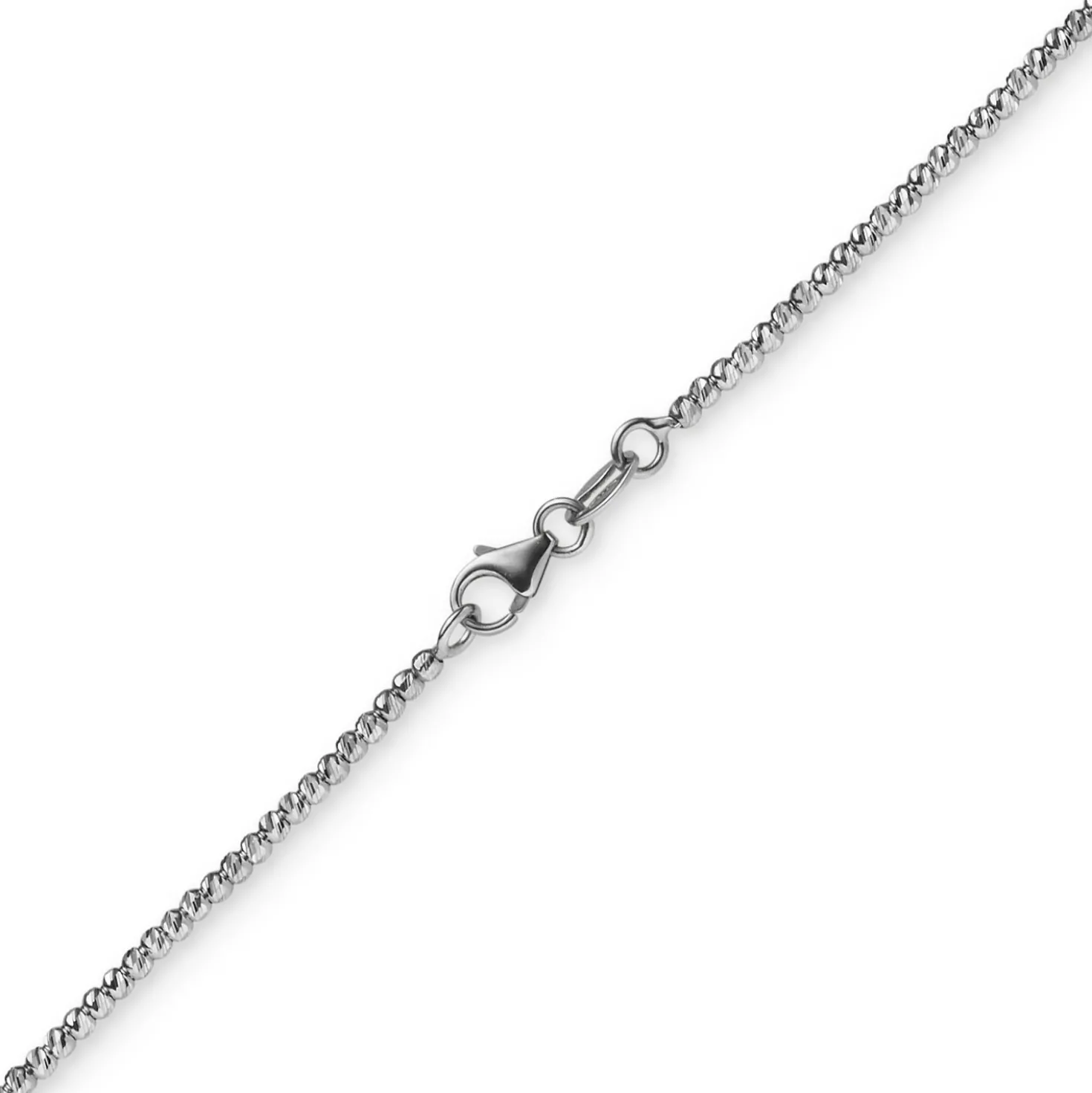 1,8mm Kette Collier Kugelkette diamantiert aus 585 Gold Weißgold 45cm