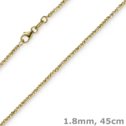 1,8mm Kette Collier Kugelkette diamantiert aus 750 Gold Gelbgold 45cm