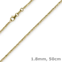1,8mm Kette Collier Kugelkette diamantiert aus 750 Gold Gelbgold 50cm