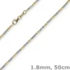 1,8mm Kette Collier Kugelkette diamantiert aus 585 Gold Gelbgold Weißgold, 50cm