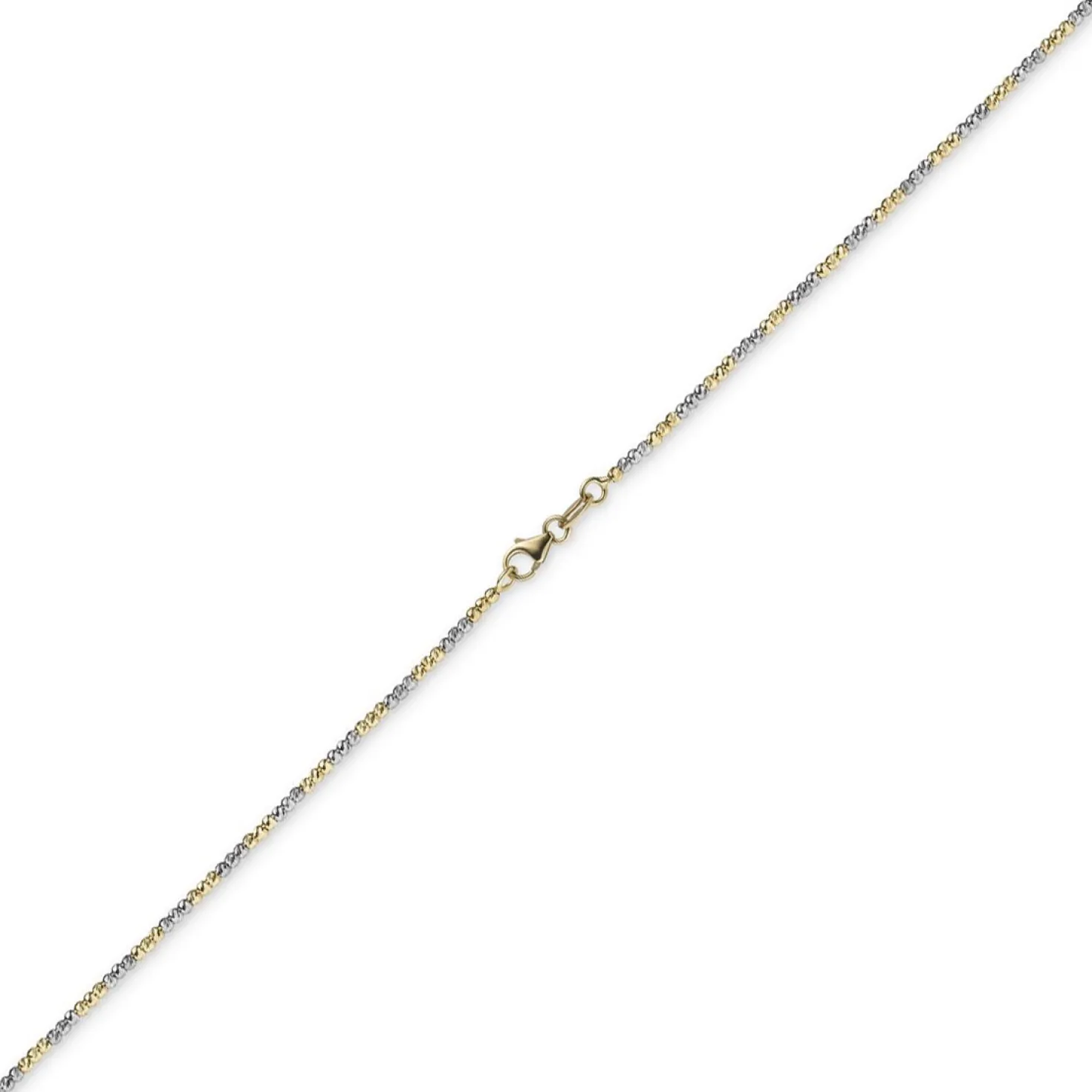 1,8mm Kette Collier Kugelkette diamantiert aus 585 Gold Gelbgold Weißgold, 50cm