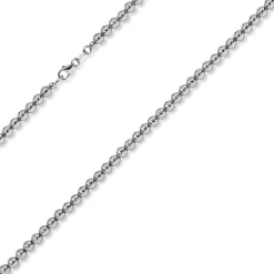 4mm Kette Collier Kugelkette diamantiert aus 585 Gold Weißgold 45cm