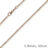 1,8mm Kette Collier Kugelkette diamantiert aus 750 Gold Rotgold 45cm