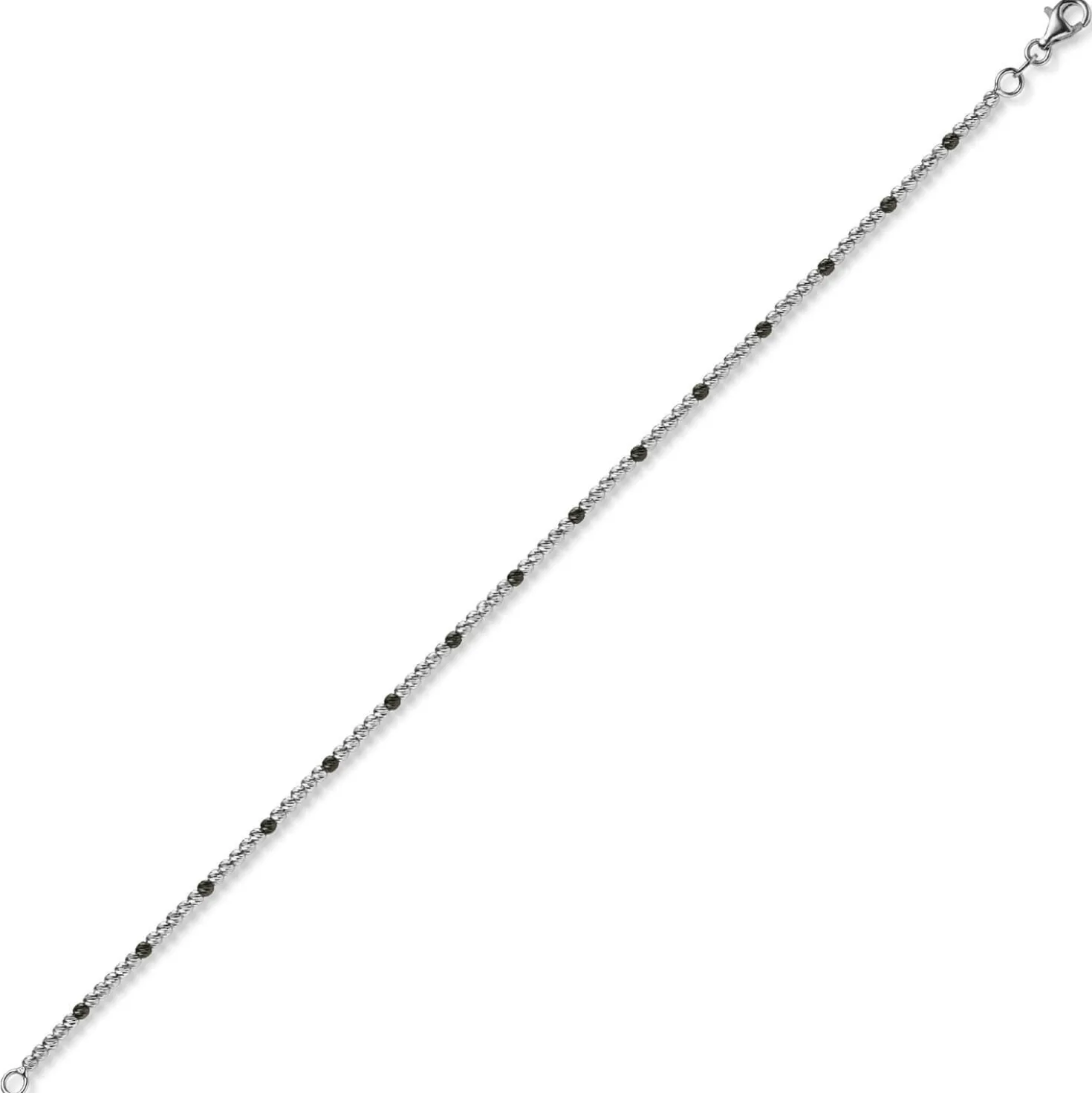 1,8mm Kette Collier Kugelkette 750 Gold Weißgold teil-schwarz-rhodiniert 42cm