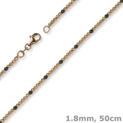 1,8mm Kette Collier Kugelkette 750 Gold Rotgold teil-schwarz-rhodiniert 50cm