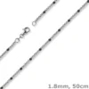 1,8mm Kette Collier Kugelkette 585 Gold Weißgold teil-schwarz-rhodiniert 50cm