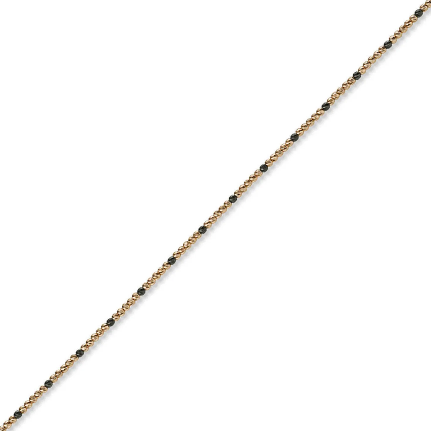 1,8mm Kette Collier Kugelkette 585 Gold Rotgold teil-schwarz-rhodiniert 45cm