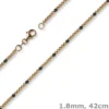 1,8mm Kette Collier Kugelkette 585 Gold Rotgold teil-schwarz-rhodiniert 42cm