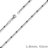 1,8mm Kette Collier Kugelkette 585 Gold Weißgold teil-schwarz-rhodiniert 42cm