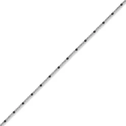 1,8mm Kette Collier Kugelkette 585 Gold Weißgold teil-schwarz-rhodiniert 42cm