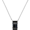 2,1mm Kette Collier mit Viereck Carbon-Einlagen blaue Striche Edelstahl, 50-55cm