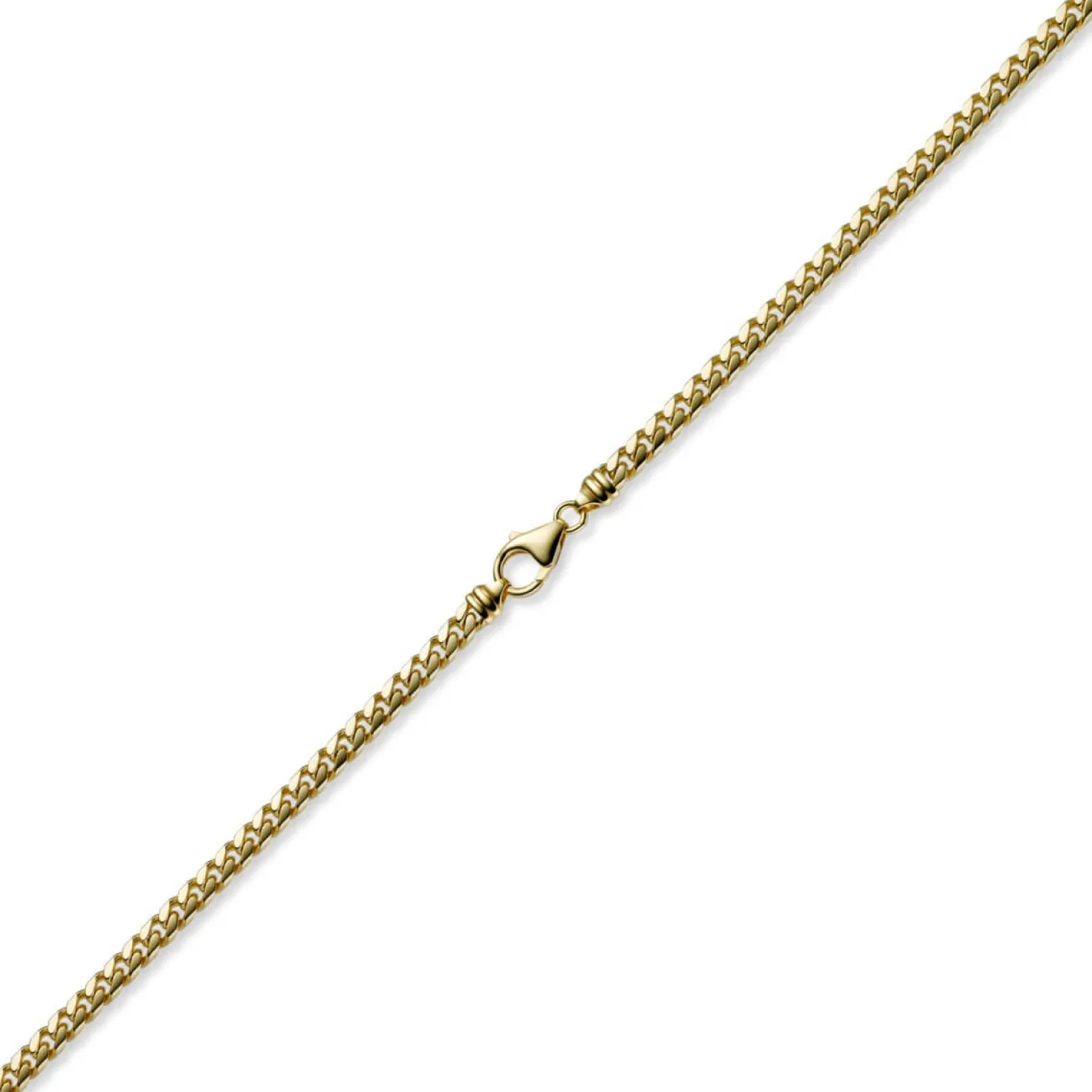 5mm Kette Collier Panzerkette oval diamantiert massiv, 750 Gold Gelbgold, 45cm