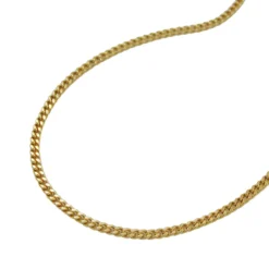 1,1mm Kette Collier Panzerkette aus 375 Gold Gelbgold, 38cm, Damen