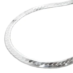3mm Kette Collier Panzerkette Halskette, 925 Silber, flach, 45 cm