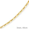 3mm Kette Collier Plattenkette aus 585 Gold Gelbgold, 45cm Unisex