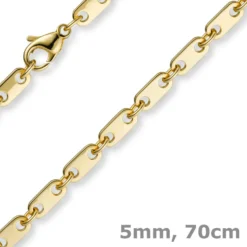 5mm Kette Collier Plattenkette aus 750 Gold Gelbgold 70cm Unisex Goldkette