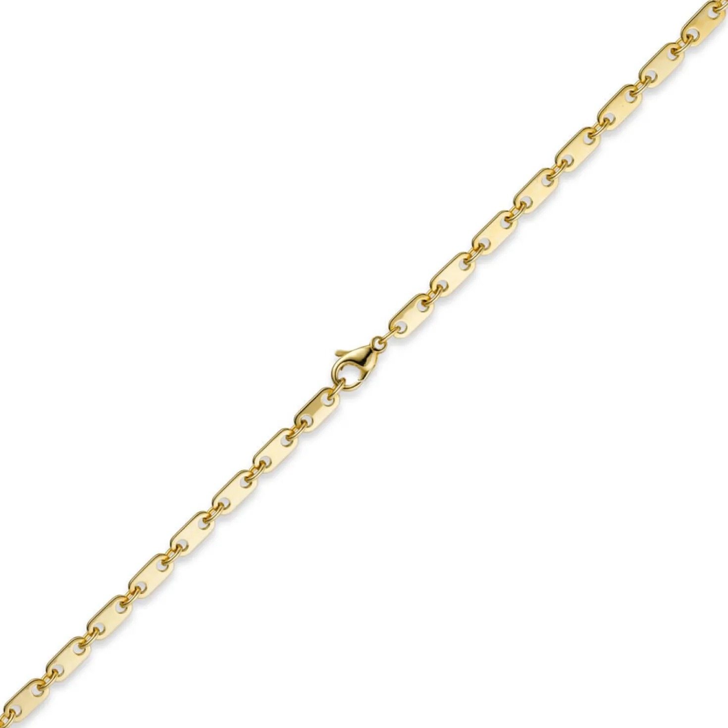 5mm Kette Collier Plattenkette aus 750 Gold Gelbgold, 55cm, Unisex