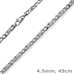 4,5mm Kette Collier Rockwellkette X-Panzerkette matt aus 585 Gold Weißgold 45cm