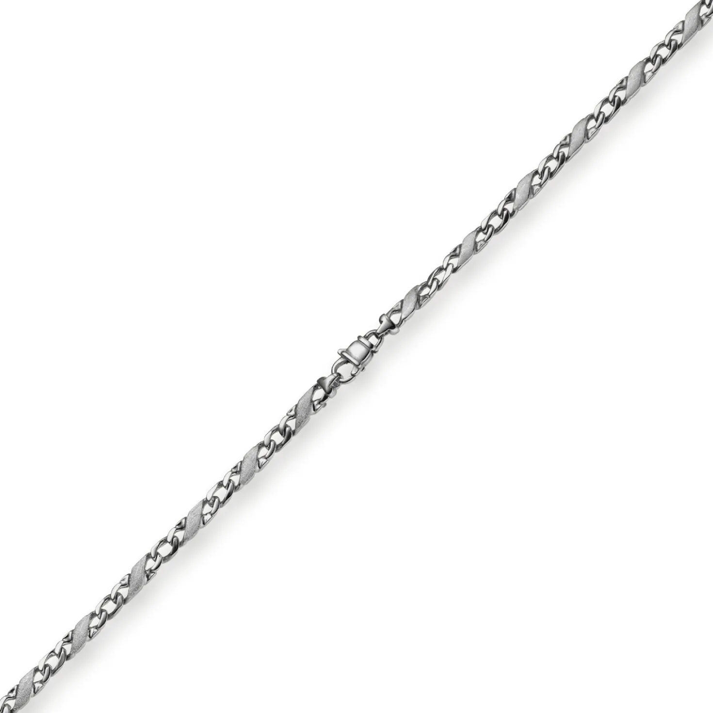 4,5mm Kette Collier Rockwellkette X-Panzerkette matt aus 585 Gold Weißgold 60cm