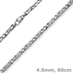 4,5mm Kette Collier Rockwellkette X-Panzerkette matt aus 585 Gold Weißgold 60cm