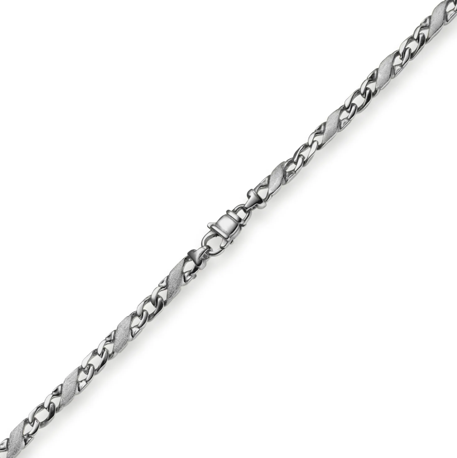 4,5mm Kette Collier Rockwellkette X-Panzerkette matt aus 585 Gold Weißgold 60cm