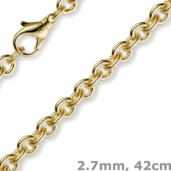 2,7mm Kette Collier Rundankerkette aus 750 Gold Gelbgold, 42cm