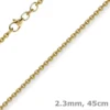 2,3mm Kette Collier Rundankerkette aus 750 Gold Gelbgold, 45cm