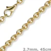 2,7mm Kette Collier Rundankerkette aus 750 Gold Gelbgold, 45cm