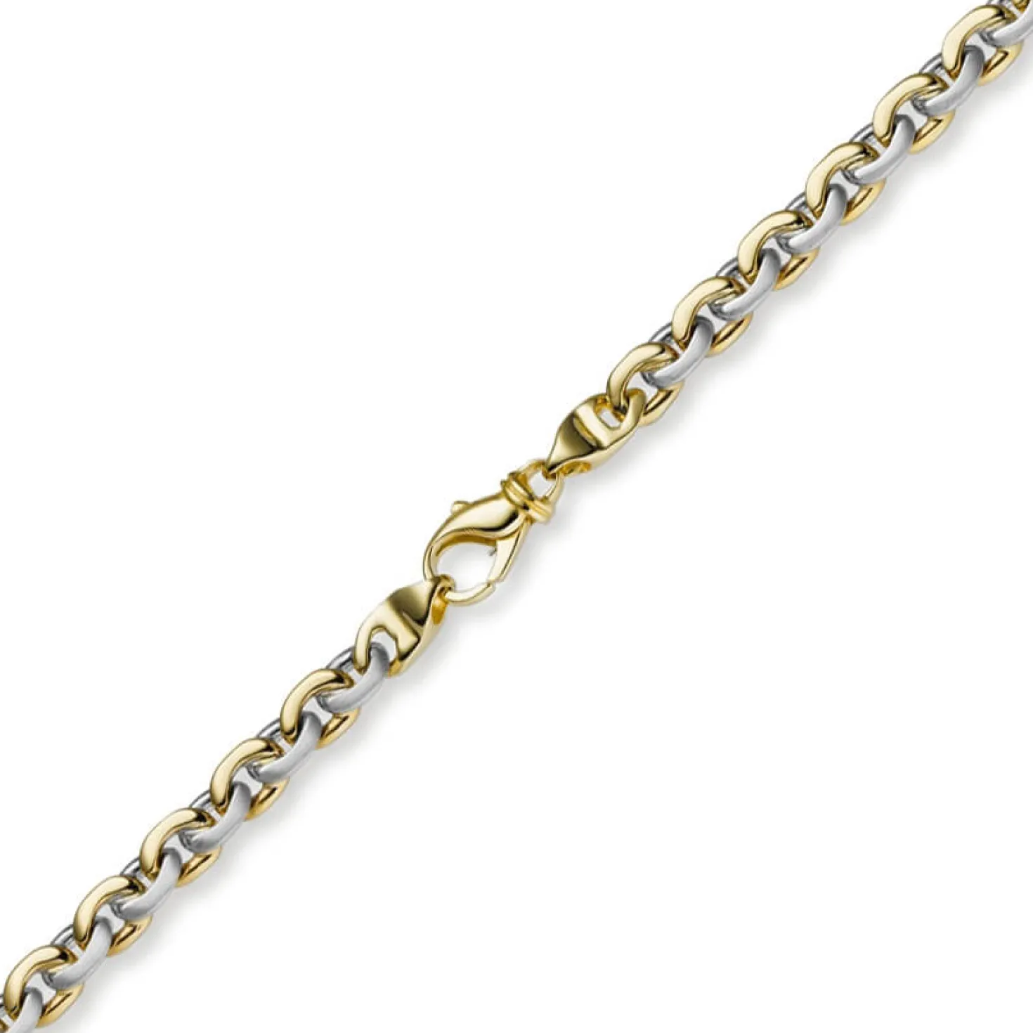 5,5mm Kette Collier Rundankerkette 585 Gold Gelbgold & Weißgold 60cm