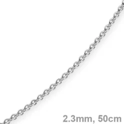 2,3mm Kette Collier Rundankerkette aus 585 Gold Weißgold, 50cm Unisex