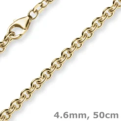 4,6mm Kette Collier Rundankerkette aus 750 Gold Gelbgold, 50cm