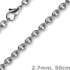 2,7mm Kette Collier Rundankerkette aus 750 Gold Weißgold, 50cm Unisex