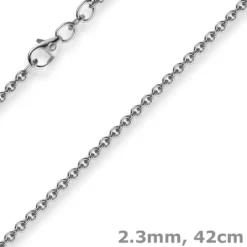 2,3mm Kette Collier Rundankerkette aus 750 Gold Weißgold massiv, 42cm