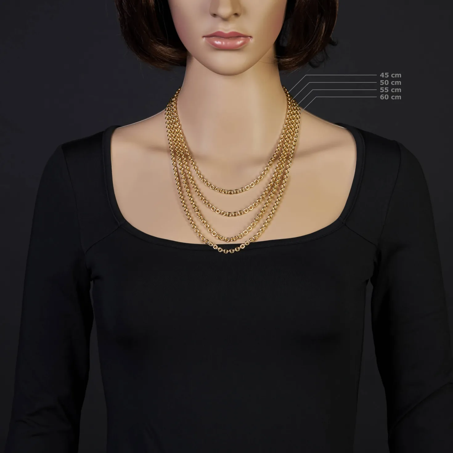 4,6mm Kette Collier Rundankerkette aus 585 Gold Gelbgold, 55cm Unisex