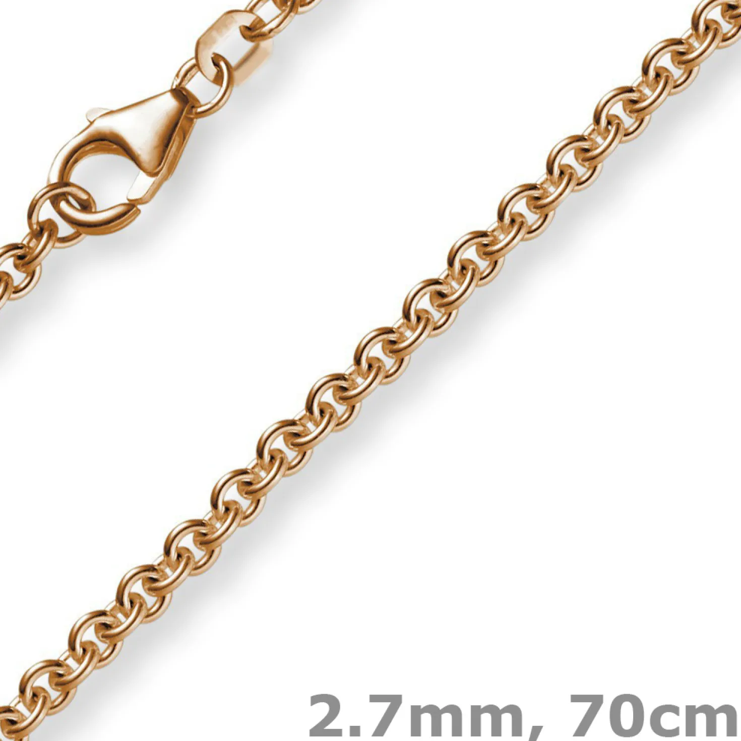 2,7mm Kette Collier Rundankerkette aus 750 Gold Rotgold, 70cm Unisex