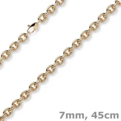 7mm Kette Collier Rundankerkette aus 585 Gold Rotgold 45cm