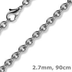 2,7mm Kette Collier Rundankerkette aus 585 Gold Weißgold, 90cm Unisex