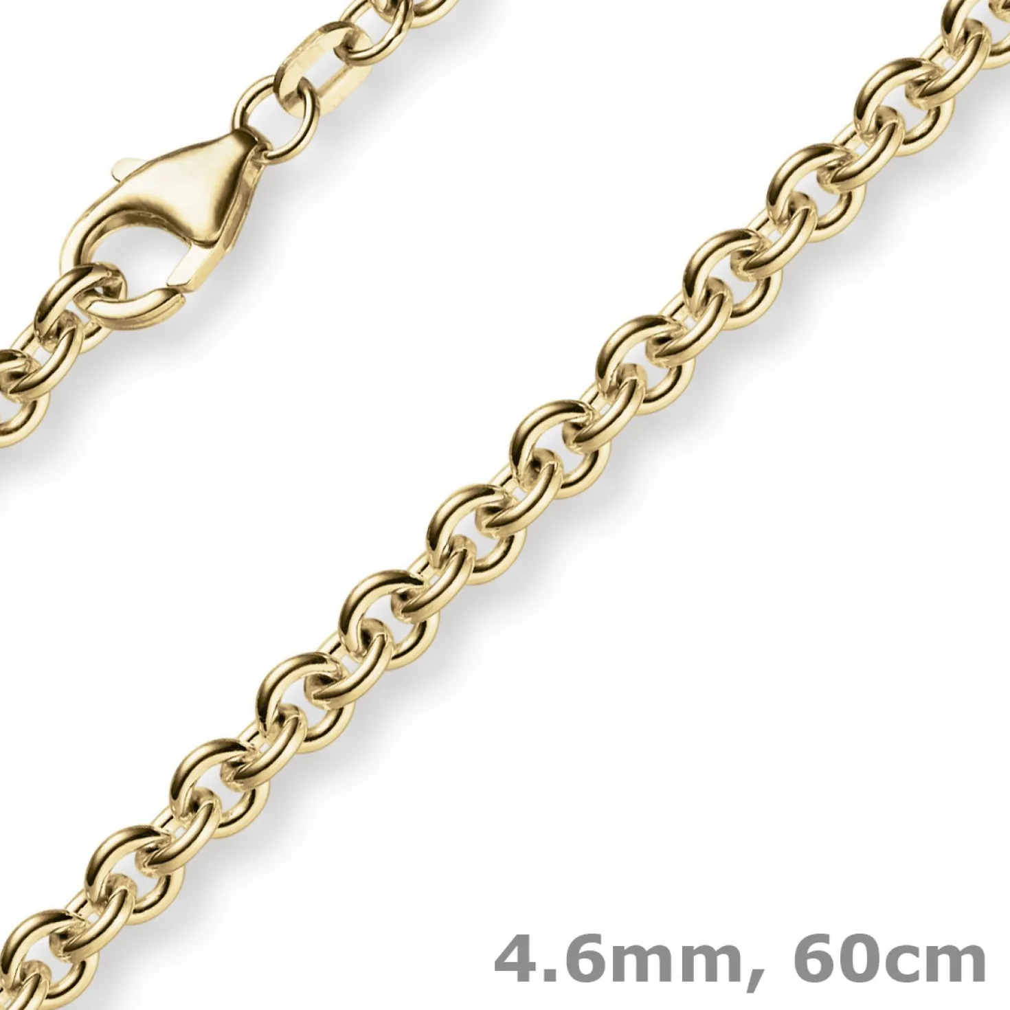4,6mm Kette Collier Rundankerkette aus 585 Gold Gelbgold, 60cm Unisex