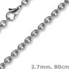 2,7mm Kette Collier Rundankerkette aus 750 Gold Weißgold, 80cm Unisex