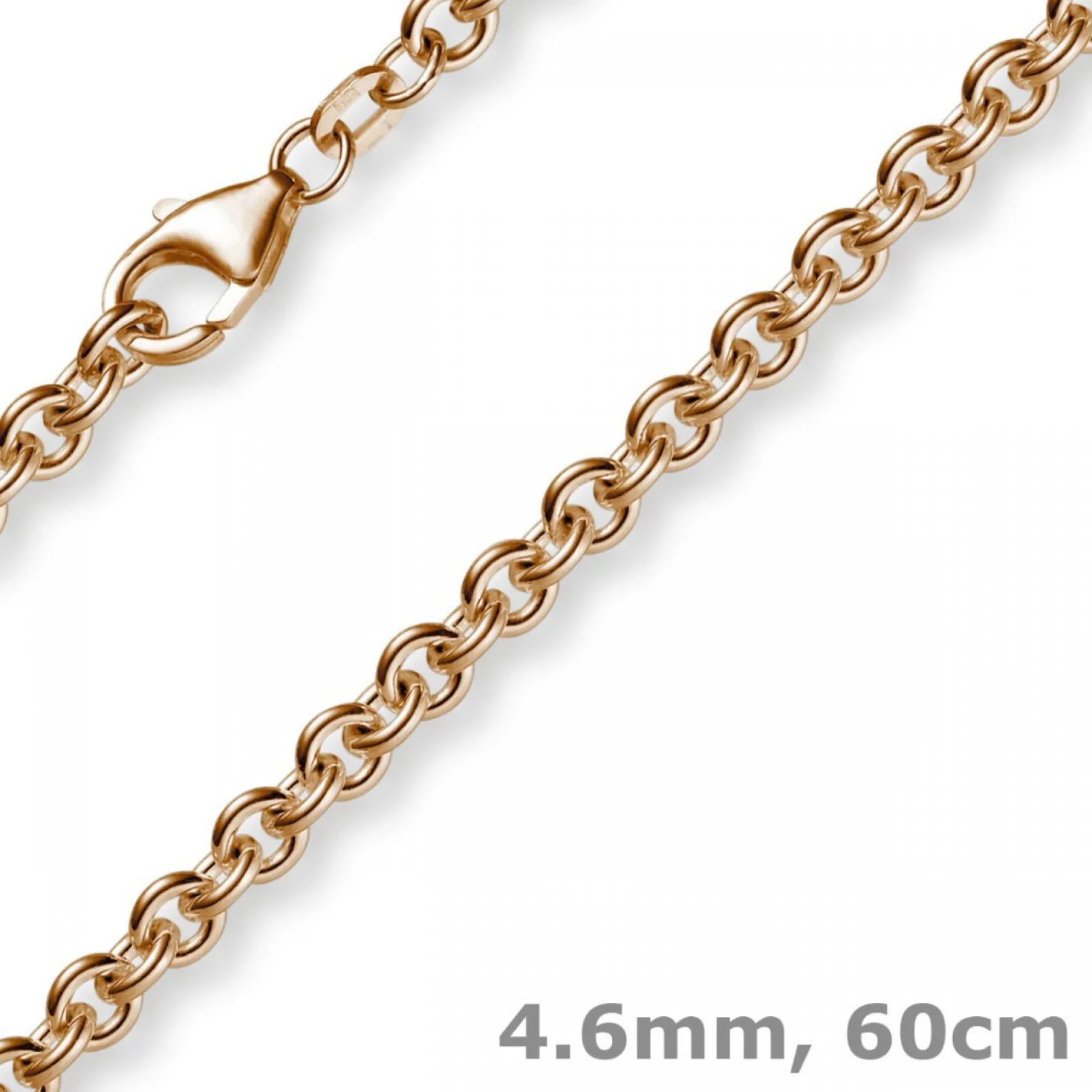 4,6mm Kette Collier Rundankerkette aus 585 Gold Rotgold, 60cm Unisex