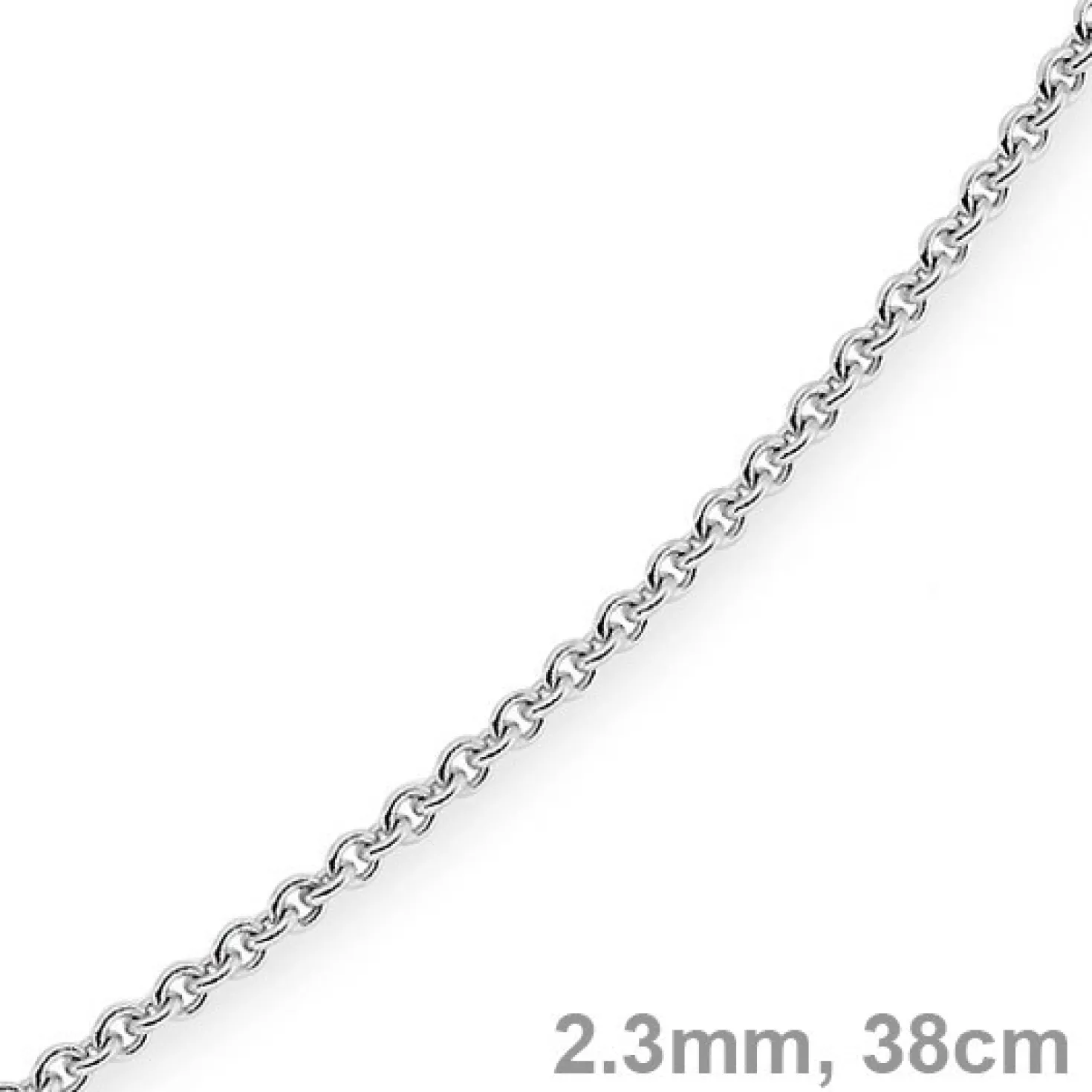 2,3mm Kette Collier Rundankerkette aus 585 Gold Weißgold, 38cm Unisex
