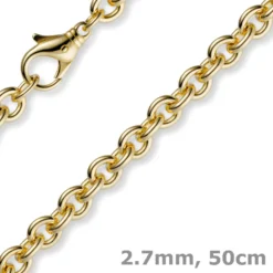 2,7mm Kette Collier Rundankerkette aus 585 Gold Gelbgold, 50cm Unisex