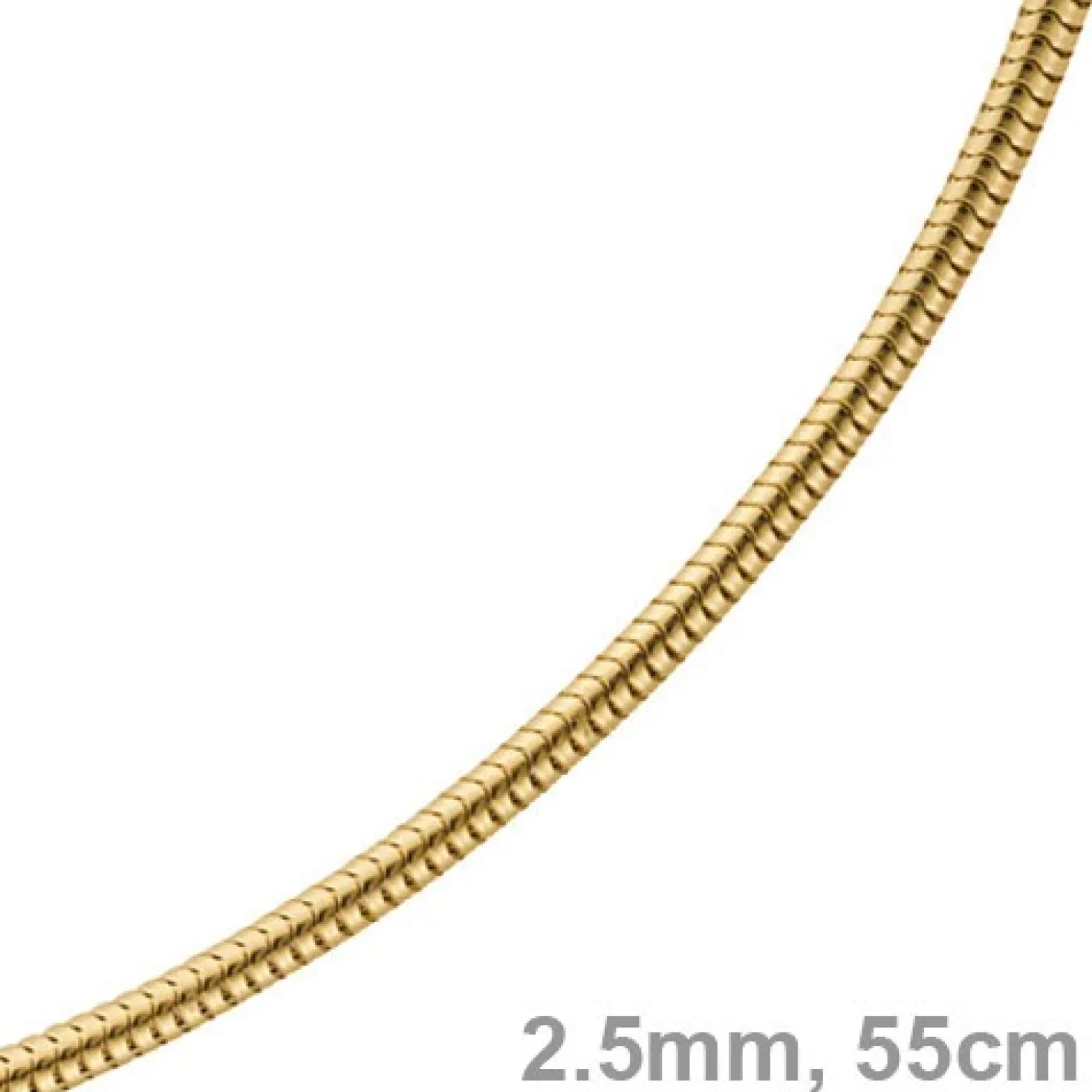 2,5mm Kette Collier Schlangenkette aus 585 Gold Gelbgold, 55cm, Damen