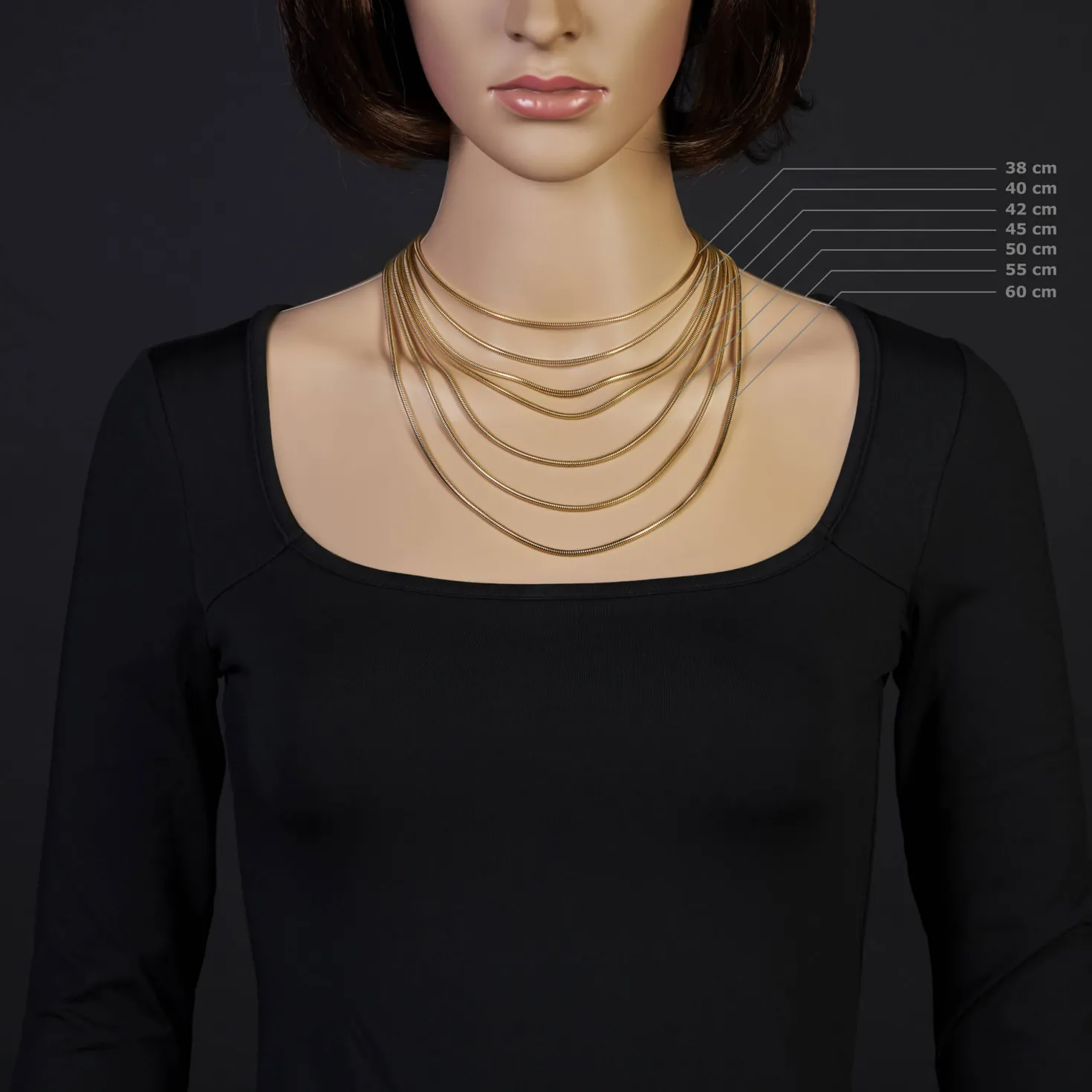 2,5mm Kette Collier Schlangenkette aus 585 Gold Gelbgold, 55cm, Damen